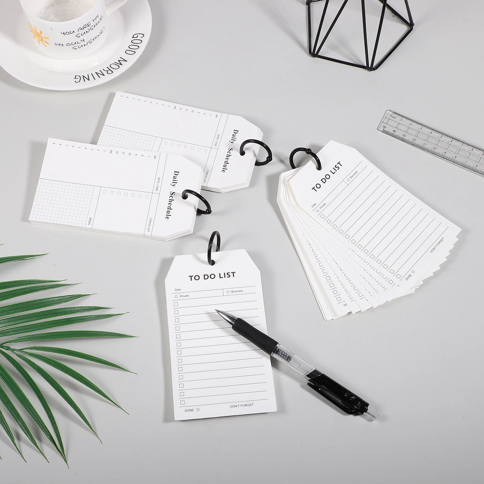 4Packs RingBound Daily Planner Notepad Thick Paper Smooth Writing Detachable Metal Ring Task List Pads Multifunction Schedule