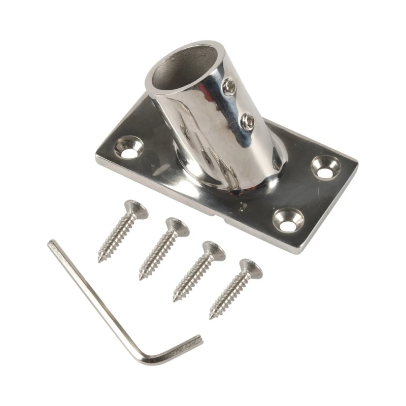 Stainless Steel Square Tube Yacht Support Stand Hardware Fitting Flange Base Rail Mounting Fixing Bracket Rectangular Support