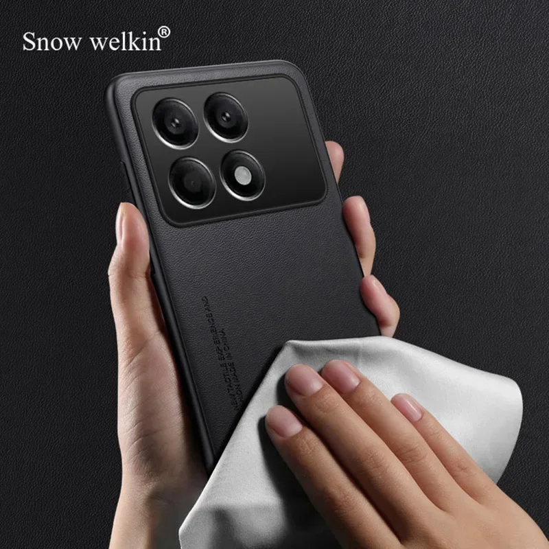 For Poco X6 Pro Luxury PU Leather Shockproof Silicone Case Cover For Xiaomi Poco X6 Pro Back Phone Case Cover Coque