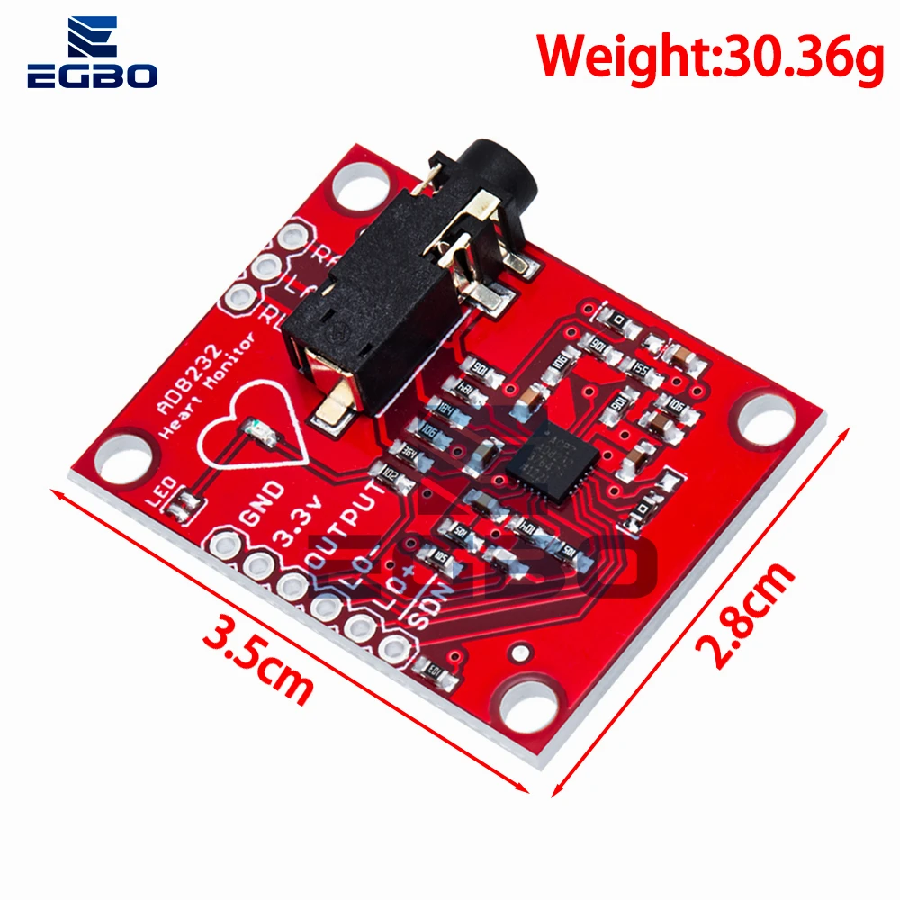 ECG sensor module kit for Arduino, ECG measurement, pulse, heart, ECG monitoring EGBO