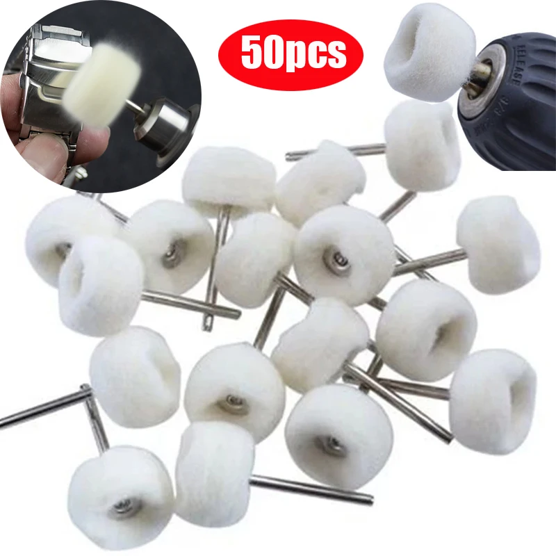 50Pcs Mini grinding sanding head abrasive disc felt 3mm Shank buffing wheel for metal Polish Brush Drill Rotary Tool Accessories