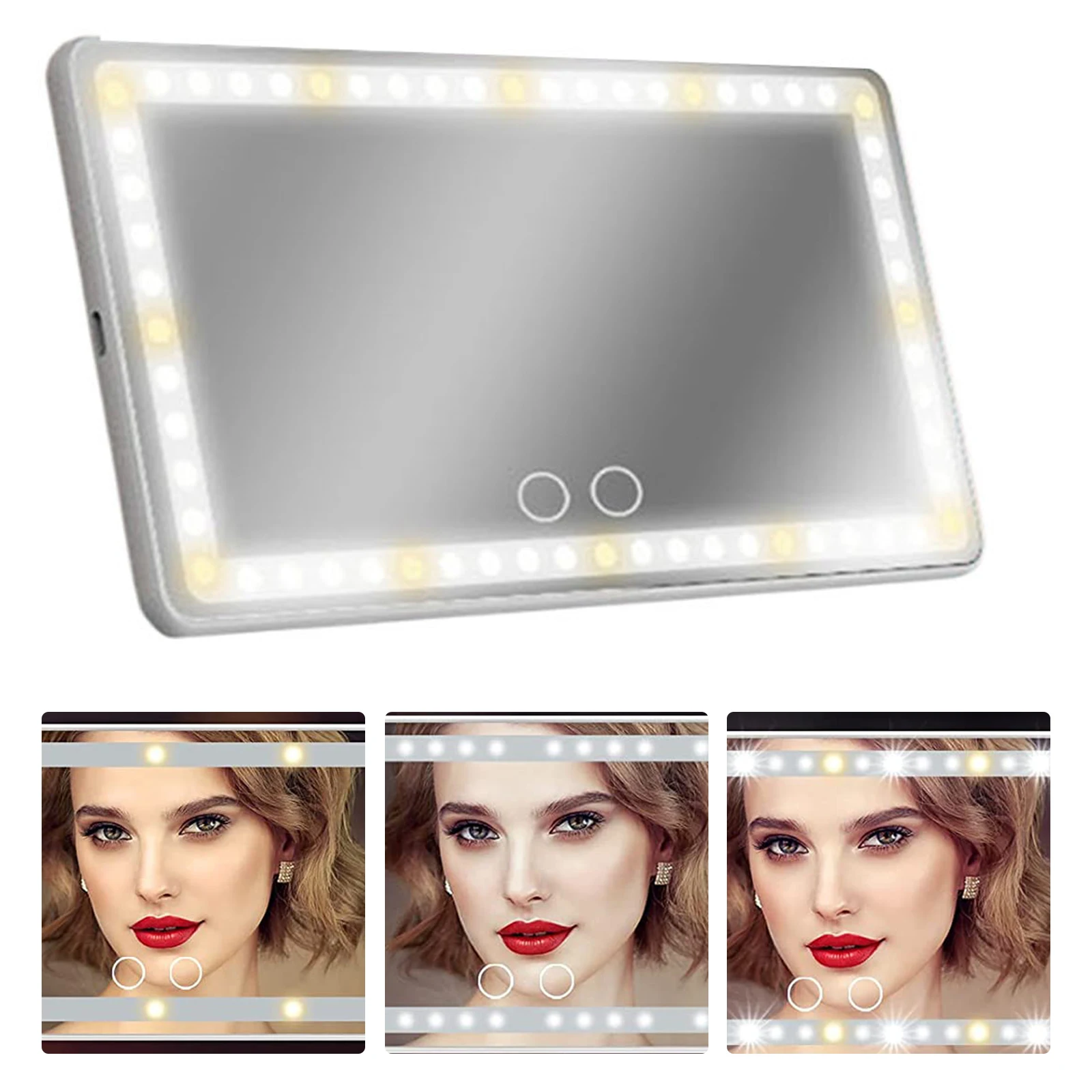 Women Beauty Makeup Mirrors With LED Auto Light Rechargeable Car Cosmetic Mirror With TouchScreen For Car Interior Universal