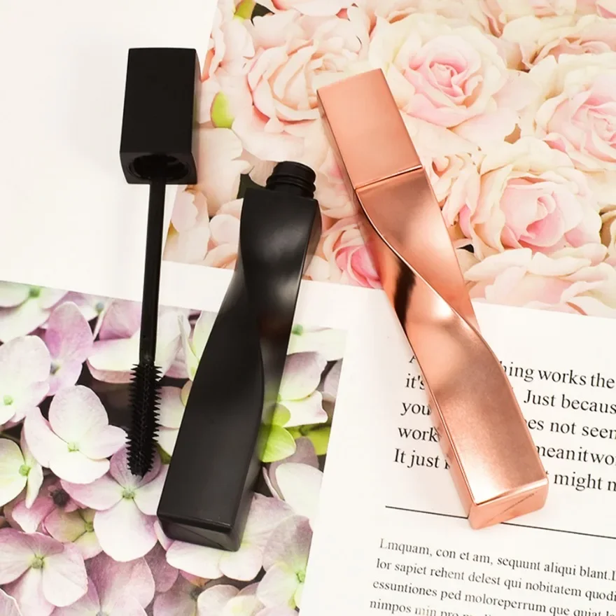 Rose Gold Tube Curve Black Mascara Private Label Brush Head Waterproof Long Lasting Thick Natural Eye Makeup Custom Logo