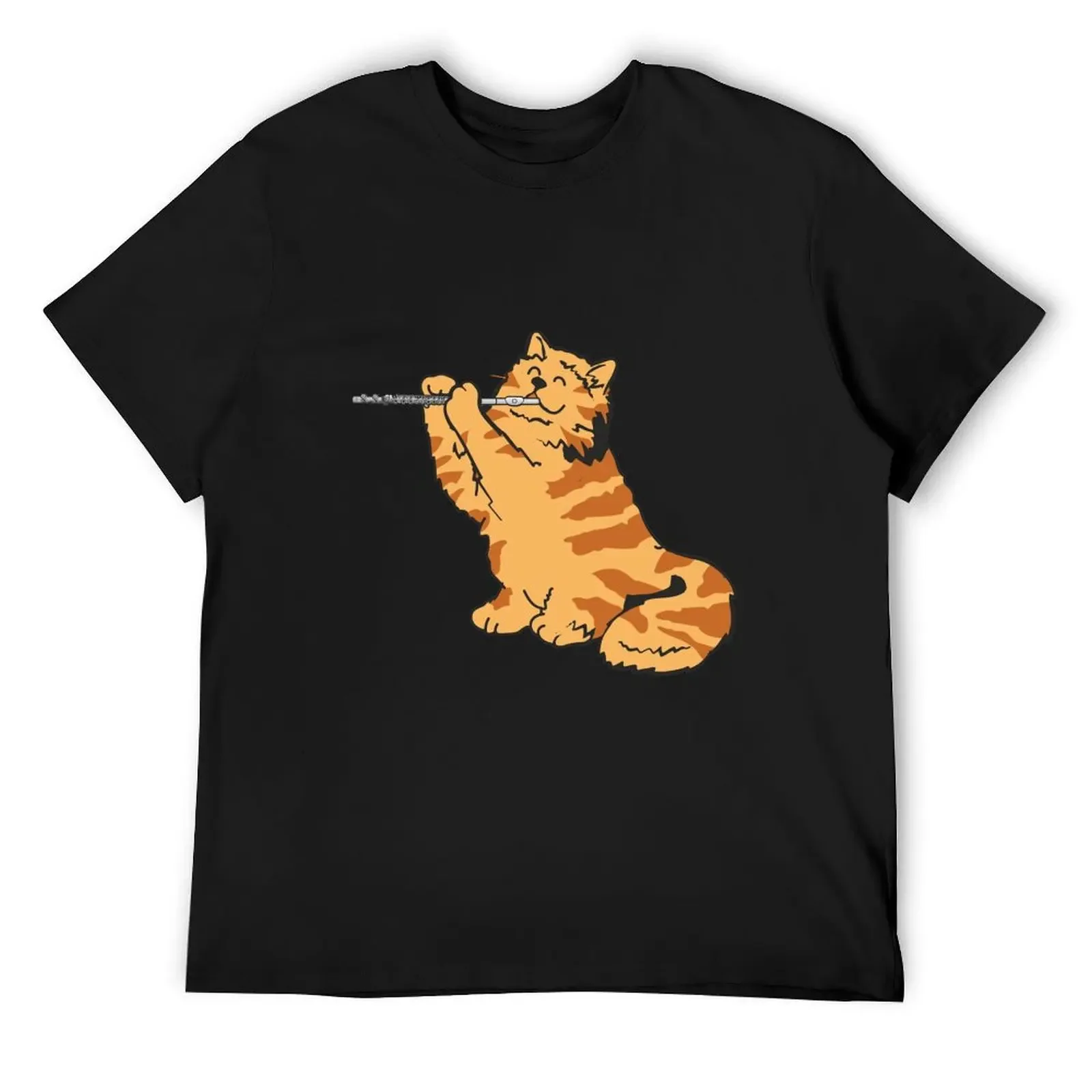 

Flute Cat Transverse Flute Player Flutist Kitten T-Shirt street wear oversized fruit of the loom mens t shirts