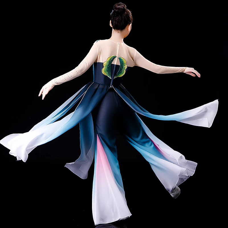 Classical Dance Costumes Female Elegant Umbrella Fan Dance Modern Hanfu Dancewear Ancient Chinese Square Costume for Stage