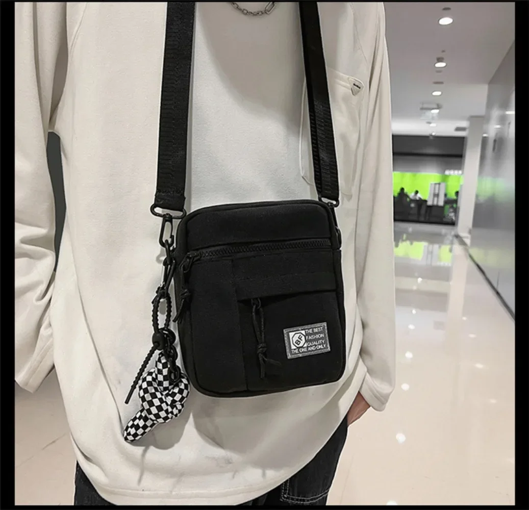 Men Women Student Canvas Shoulder bags Street Small Messenger Bag for Student Korean Harajuku Unisex Crossbody Bags Phone Purses