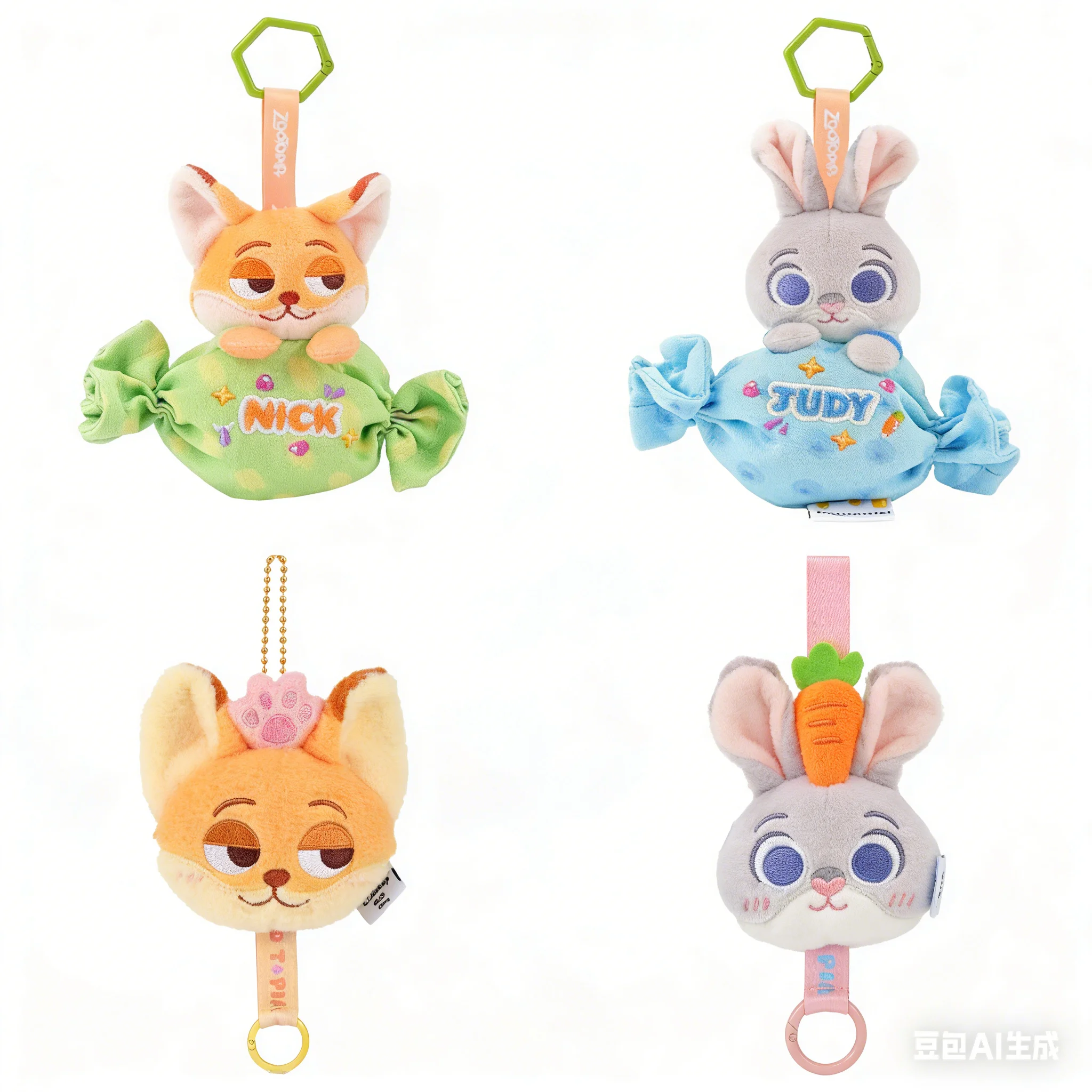 Authentic Disney Zootopia Judith Nick Leopard Officer Plush Doll Candy Coin Wallet Keychain Backpack Couple Birthday Gift