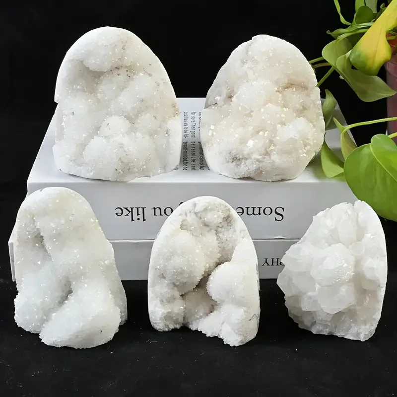 

Natural Clear Quartz Geode Rock Crystal Cluster Mineral Specimen Sparkly Raw Geodes White Druzy Geode Quartz Druzy Wedding Gift
