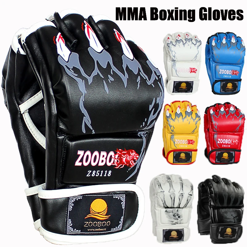 1Pair Kickboxing Gloves, Half Finger Boxing Fight Gloves With Adjustable Wrist Band For Taekwondo Sparring Training