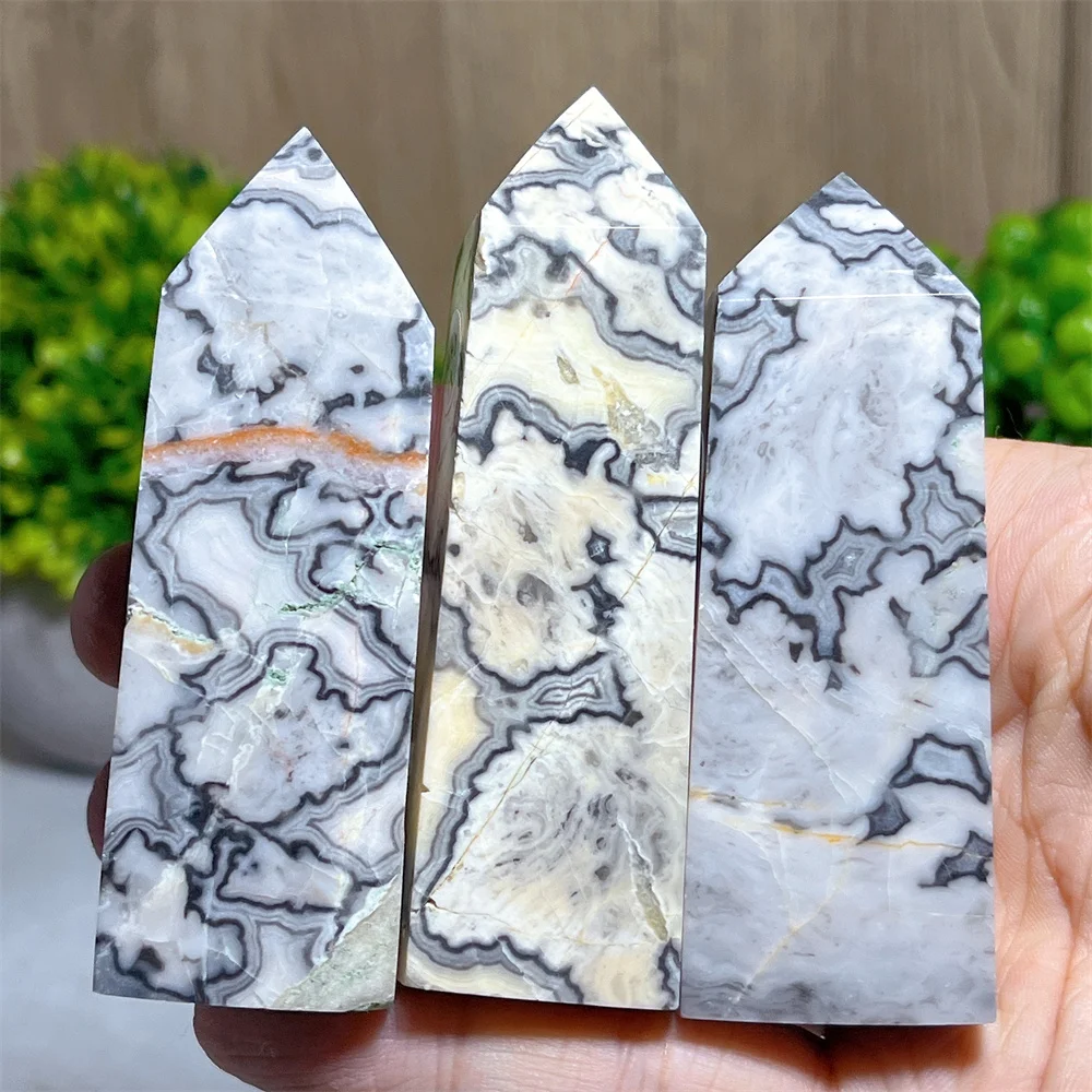 Flower Picasso Tower Point Wand Crystal Natural White Stone Polished Quartz Reiki Healing Spiritual Home Decoraition Treatment