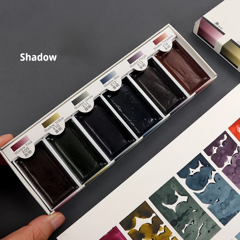 Japan MOYUNTANG Solid Watercolour 6 Colors Set Ink Painting Ink Nail Watercolour Large Plate Drawing Acuarelas Art Supplies