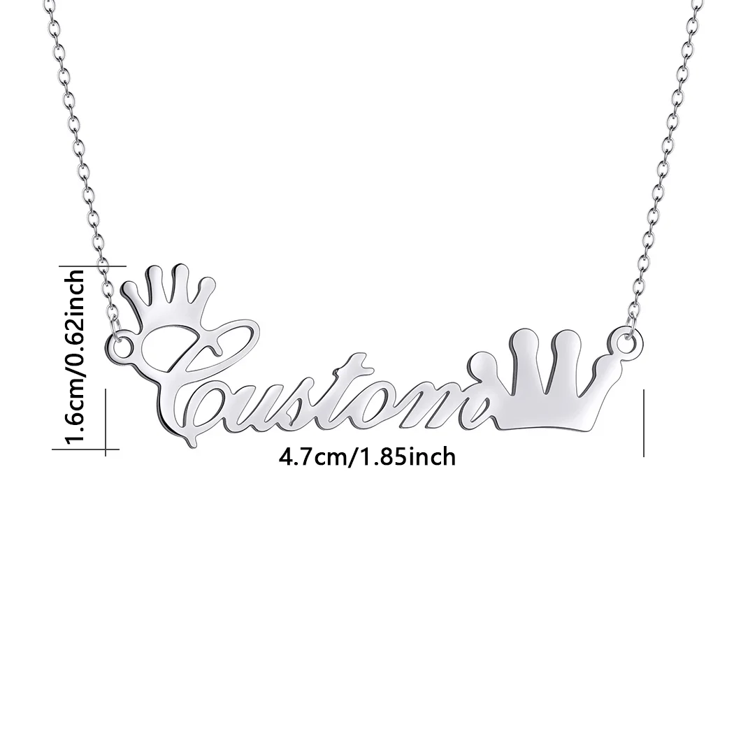 QIAMNI Custom Crown Name Necklace For Women Men Stainless Steel Personalized Initial Alphabet Chain Choker Pendant Birthday Gift