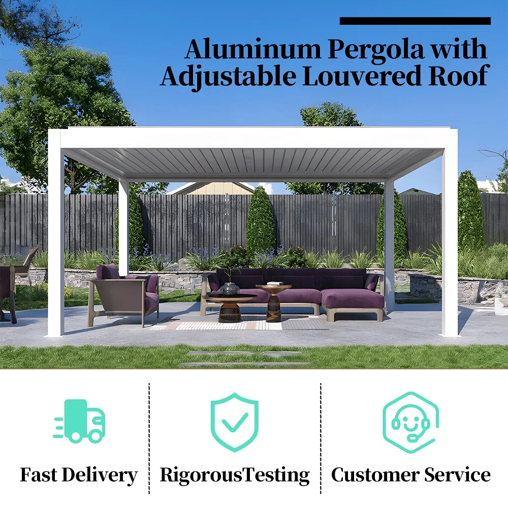 3X3 3X4 4X4 6X4m Modern Outdoor Garden Waterproof Bioclimatic Louvered  for Patio and Balcony in Europe Pergola view 4