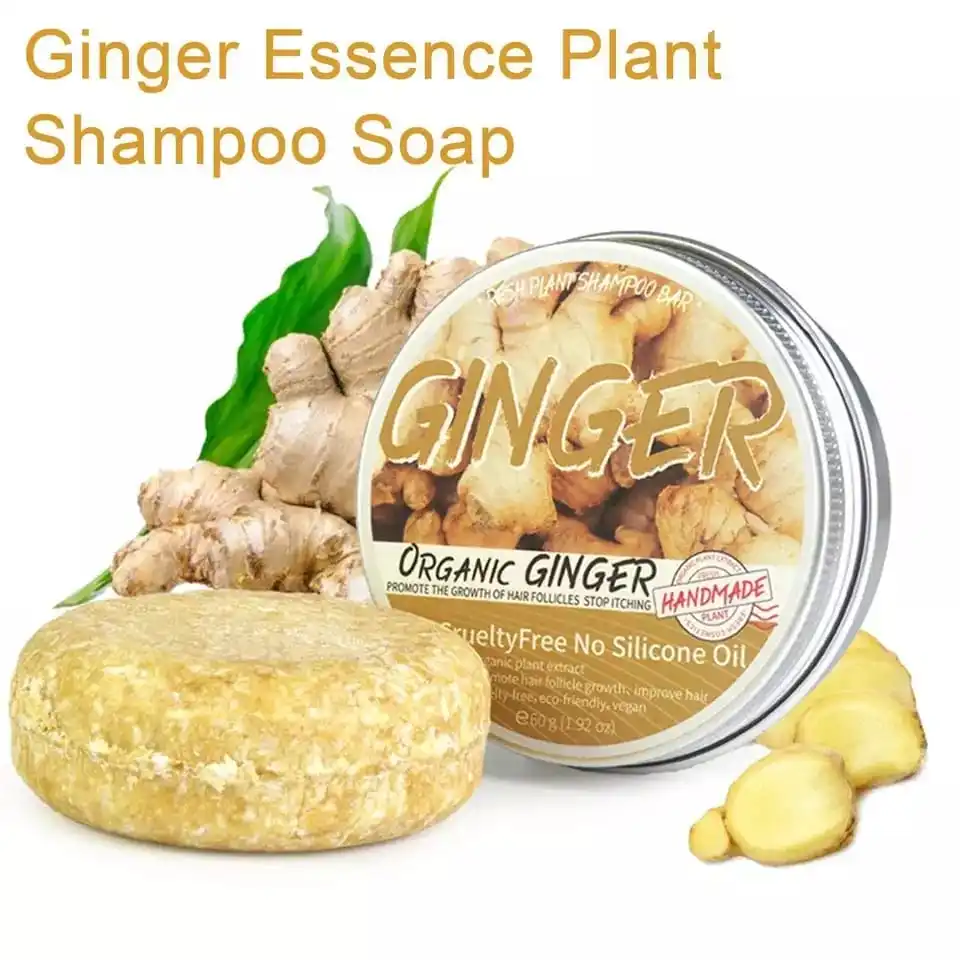 Ginger Shampoo para o crescimento do cabelo, Anti Hair Loss, Sabonete Branco, Escurecimento Shampoo, 100% Planta Pura, Orgânico Natural, Crescimento