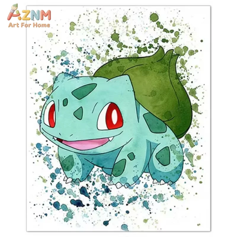 1PC ，Anime Pokemon Canvas Painting Bulbasaur Squirtle Poster and Print Watercolor Wall Art Picture Home Decor Kids Gifts view 6