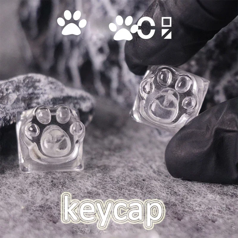 

1PC/4PCS Cute Transparent Resin Cat Claw Key Caps for Mechanical Keyboard Computer DIY Cherry Customized ESC WASD Key Cap