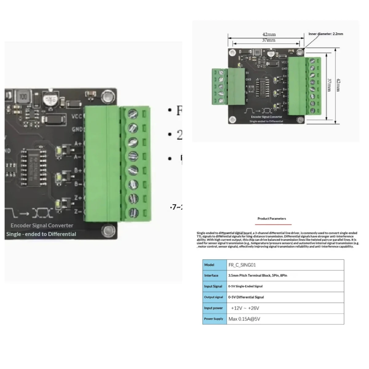 Single ended to differential signal board long-distance line drive communication AM26C31