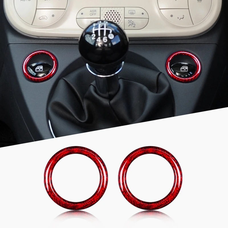 Real Hard Carbon Fiber Car Shift Panel Ring Sticker For Fiat 500 Abarth 595 2012-2023