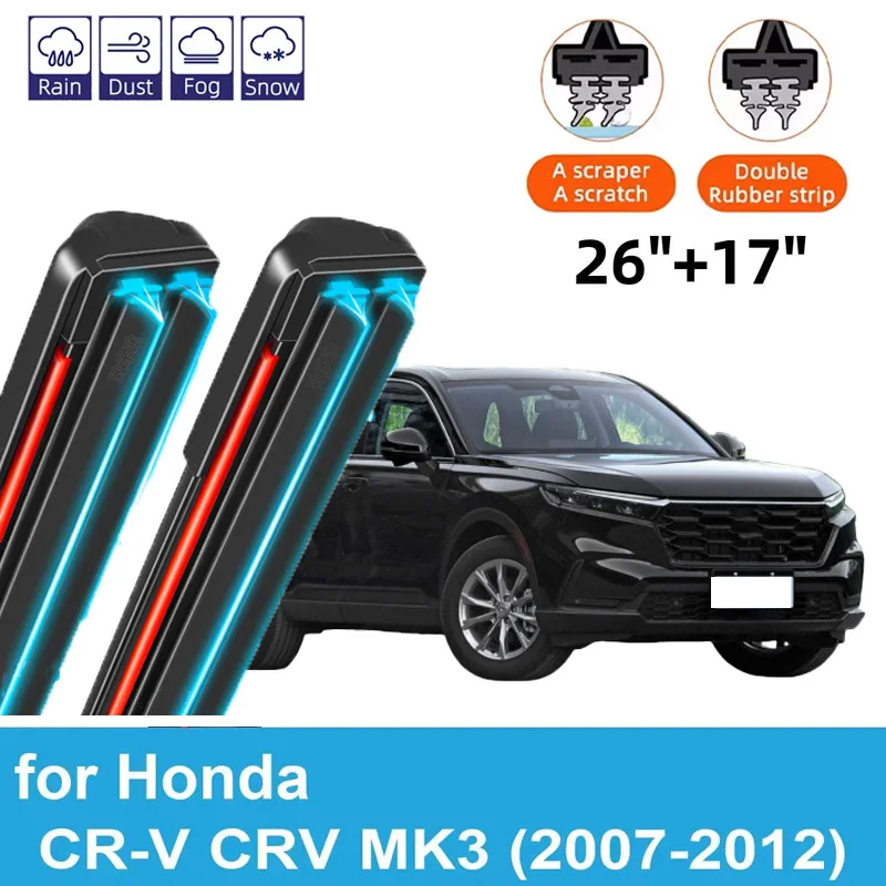 

2PCS Car Wiper Blades for 2007-2012 Honda CR-V CRV MK3 Front Windscreen Windshield Double Rubber Car Accessories 2010 2011 2012