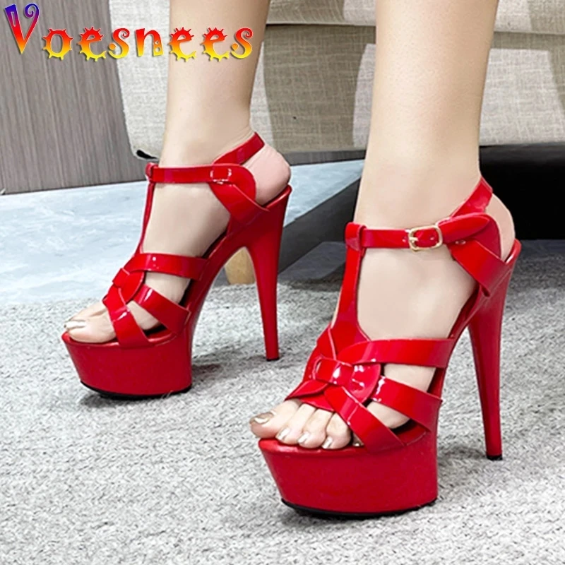 Women\'s Sandals Plus Size 14CM Wedding Stiletto Pumps Nightclub Simple Style Sexy High Heels Summer Party Platform Ladies Shoes