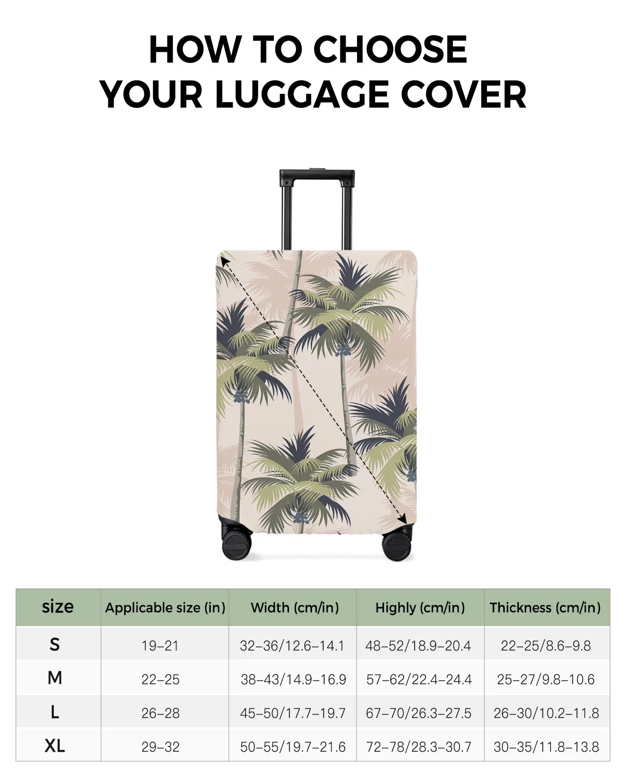 Tropical Plant Palm Tree Travel Luggage Cover Elastic Baggage Cover For 18-32 Inch Suitcase Case Dust Cover Travel Accessories