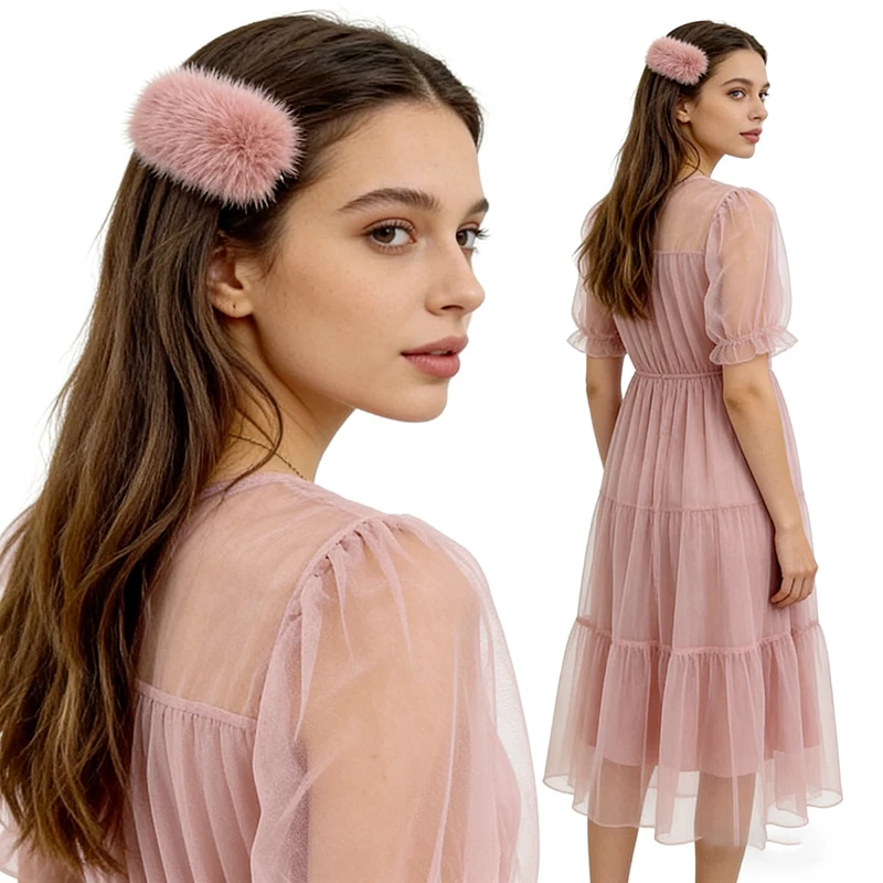 

Real Mink Fur Hair Clip Simple Hairpin Luxury Hair Clip Cute Plush Barrettes Furry Fluffy Accesories Hairgrip Kawaii Headwear