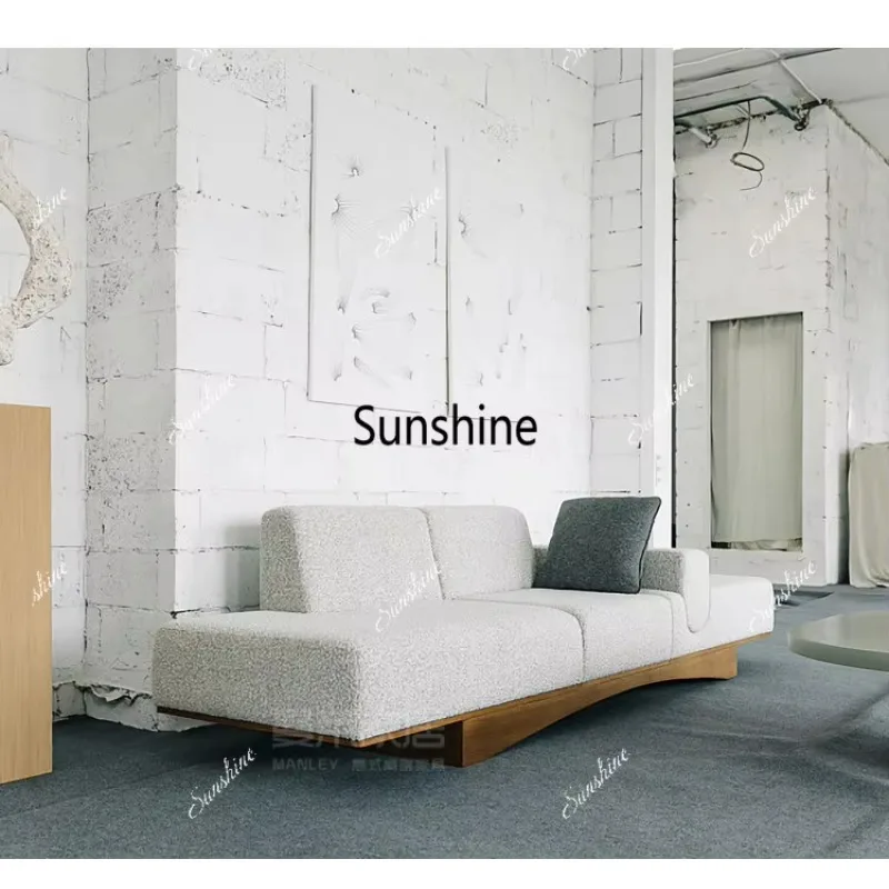 

YMinimalist modern lamb wool sofa Nordic style small apartment living room solid wood design creativity