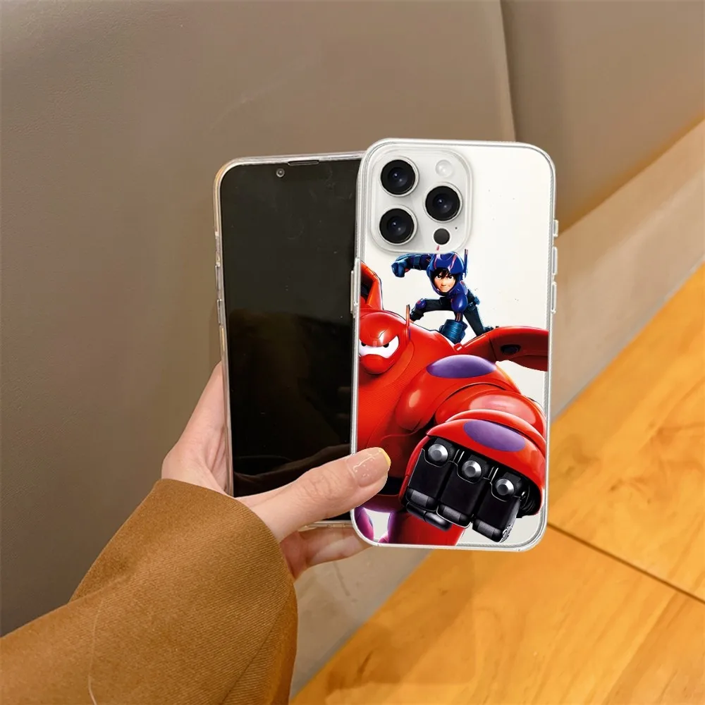 MINISO Disney Big Hero 6 Baymax Phone Case For iPhone 15 14 13 12 11 Mini Pro Max X XR XSMax 7 8 Plus SE20 Transparent Cover