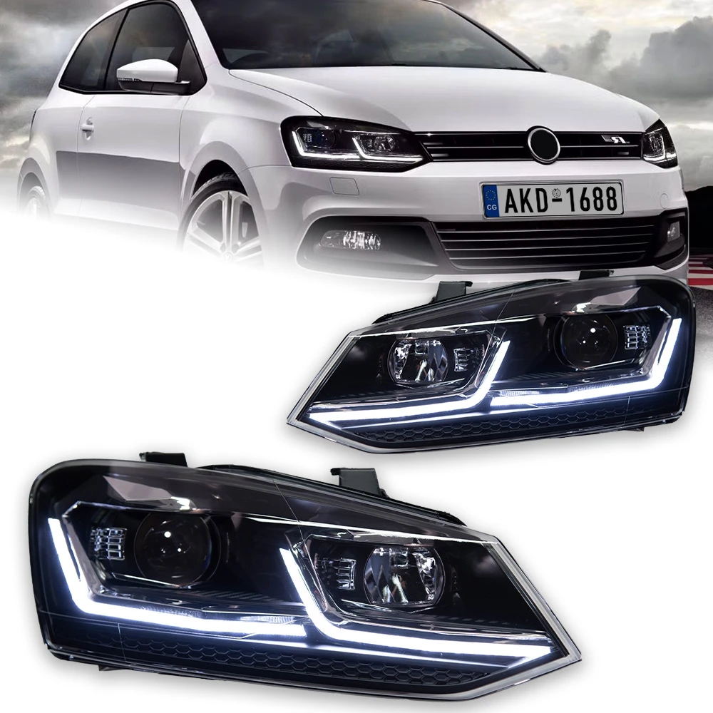 AKD Car Lights for VW Polo LED Headlight Projector Lens 2011-2017 Vento Head Lamp DRL Hid Head Lamp Bi Xenon Beam Accessories