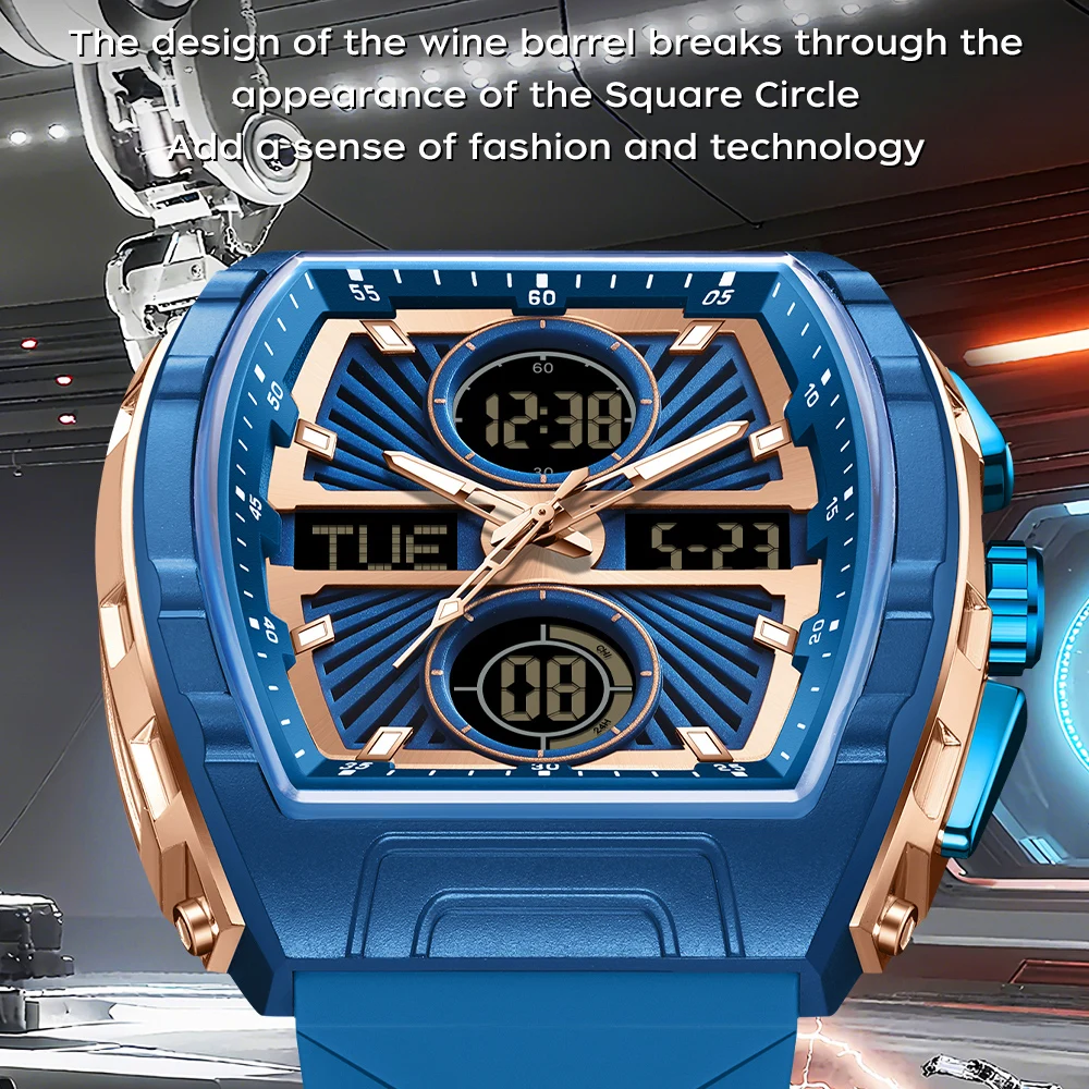 SANDA العلامة التجارية المزدوج عرض ساعة اليد الرجال الرقمية مقاوم للماء ساعة مضيئة للرجل موضة الرياضة ساعة تنبيه الساعات الذكور #3