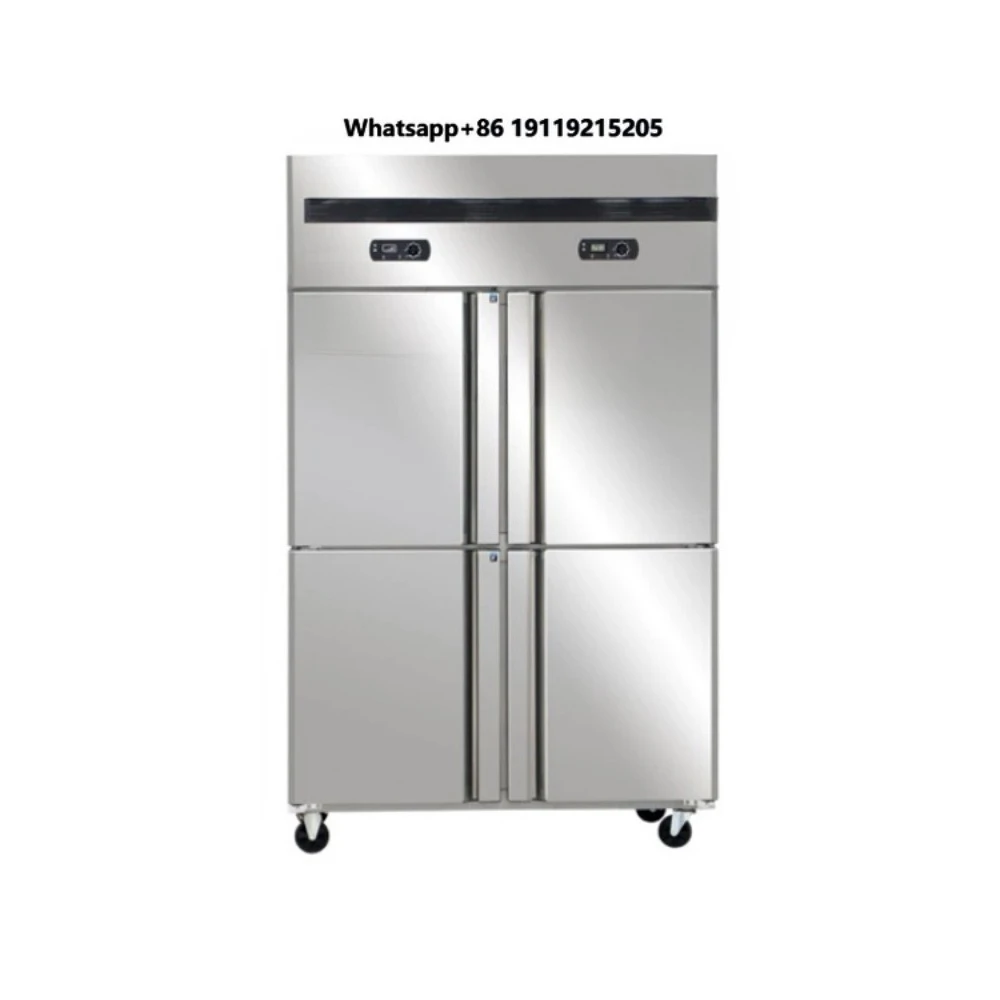 Commercial four-door freezer large-capacity double-temperature stainless steel structure thickened cooling equipment