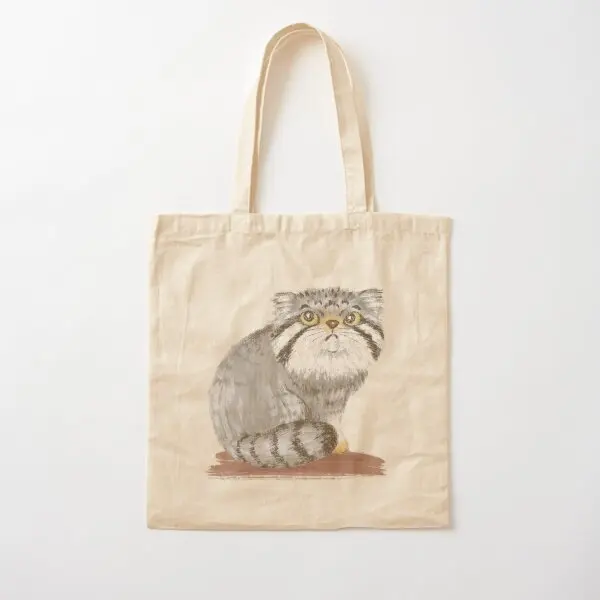 Otocolobus Manul Cotton  Canvas Bag Unisex Foldable Handbag Grocery Shoulder Bag Fashion Casual Printed Ladies Travel Shopper