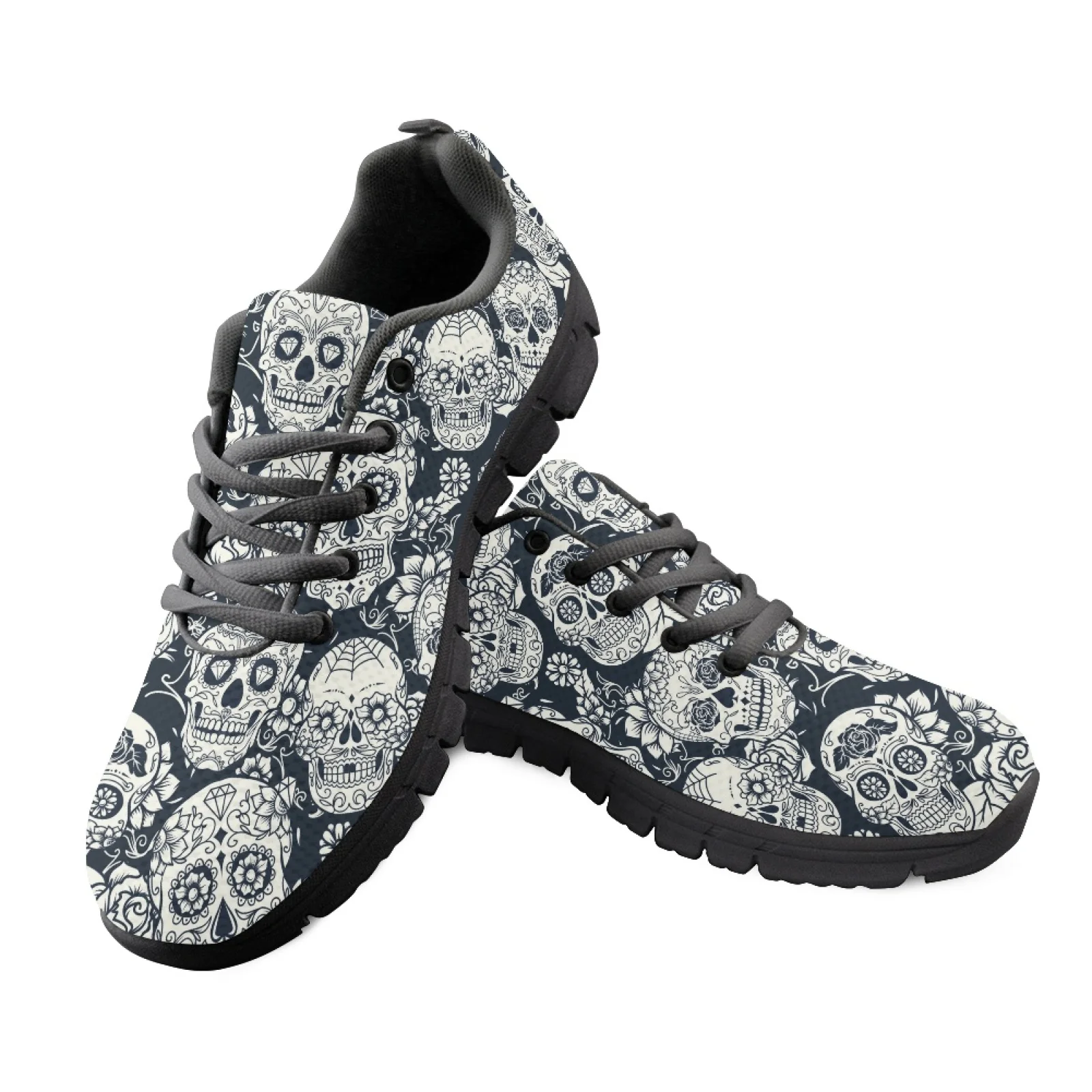 

Сетчатая женская спортивная обувь с сахарным черепом и 3D принтом, женские кроссовки на плоской подошве, повседневная обувь для женщин, винтажная готическая обувь, женские кроссовки