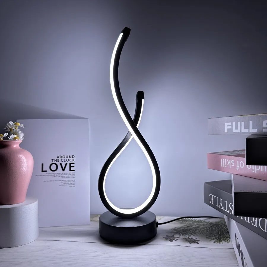 Creative Spiral LED Night Light Dimmable 3 Colors Table Night Lamp for Living Room Office Desk Bedroom Bedside Decor USB Plug in