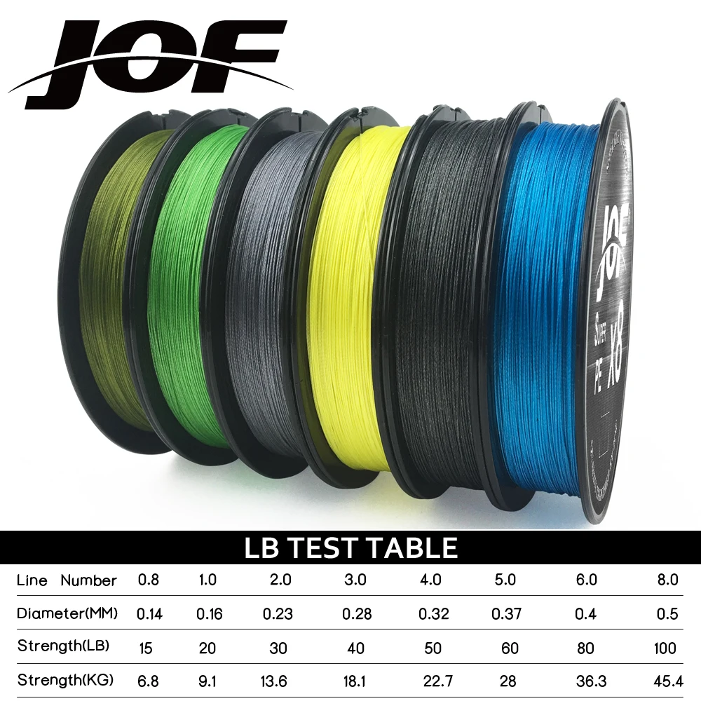 JOF-8 Strands Trançado PE Linha De Pesca, Multifilamento, 500m, Carpa, Fio Japonês, Fly Mar, água salgada, Acessórios