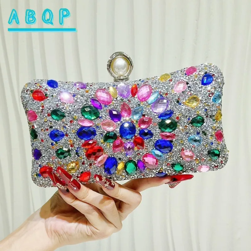 

New Evening Clutch Diamond Sparkling Dinner Party Clutch Luxury Brand Fashion Diamond Sparkling Women's Handbag High Quality