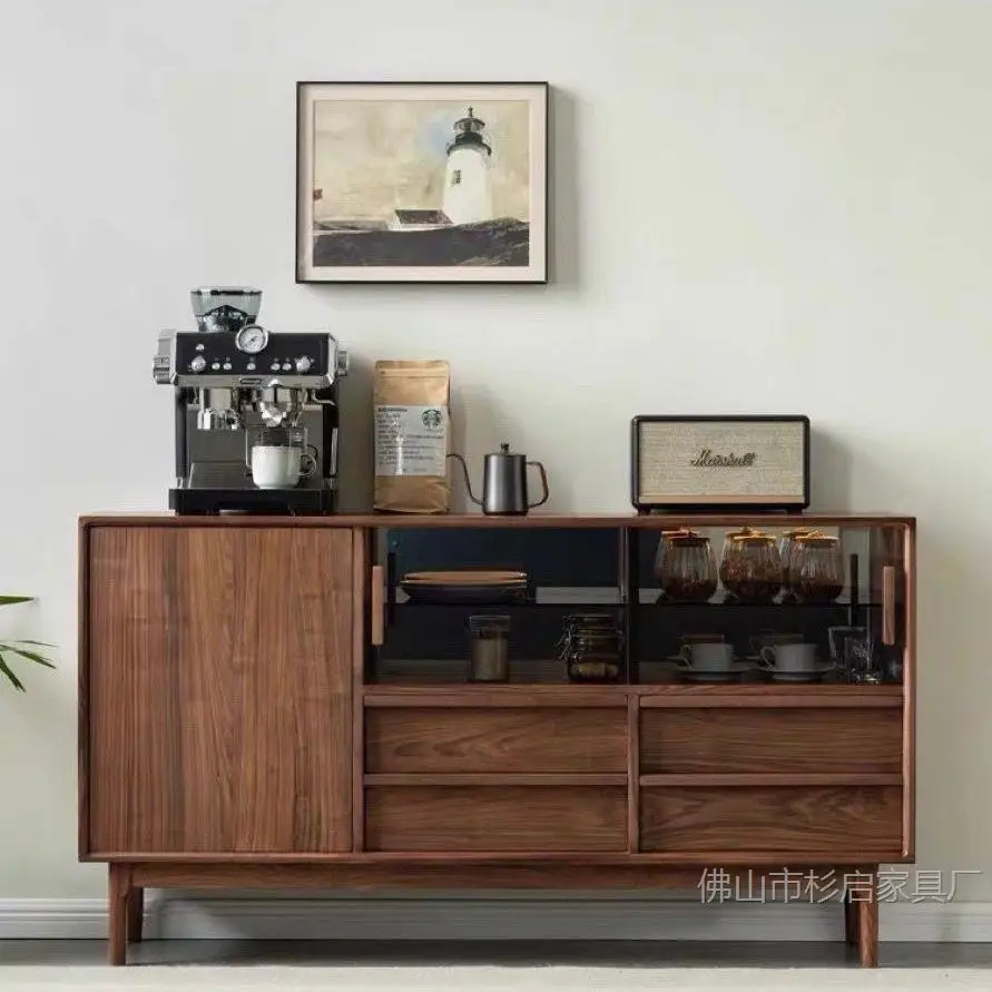 

Solid wood sideboard, living room storage, integrated tea and wine cabinet, storage kitchen, wall storage