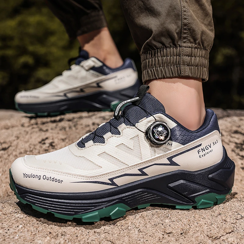 2026 New Outdoor Hiking Shoes for Men Lightweight Trekking Shoes Breathable Mesh Rotating Buckle Wear Resistant Casual Walking