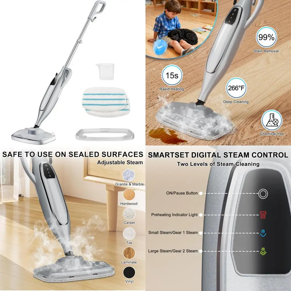 

Powerful Handheld Steam Cleaner with 11.8 Oz Tank & 23 Ft Cord - All-in-One Cleaning Solution for Home and Office