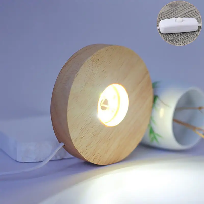 Base per lampada a LED in legno basi per luci notturne a LED per artigianato Base per Display in legno supporto in legno di faggio Base in cristallo luminoso ed elegante