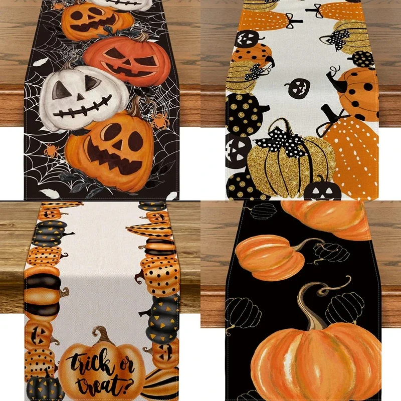 Halloween Tablecloth Pumpkin Bat Flag Cloth Tablecloth Room Table Cover Halloween Horror Party Scary Home Decor