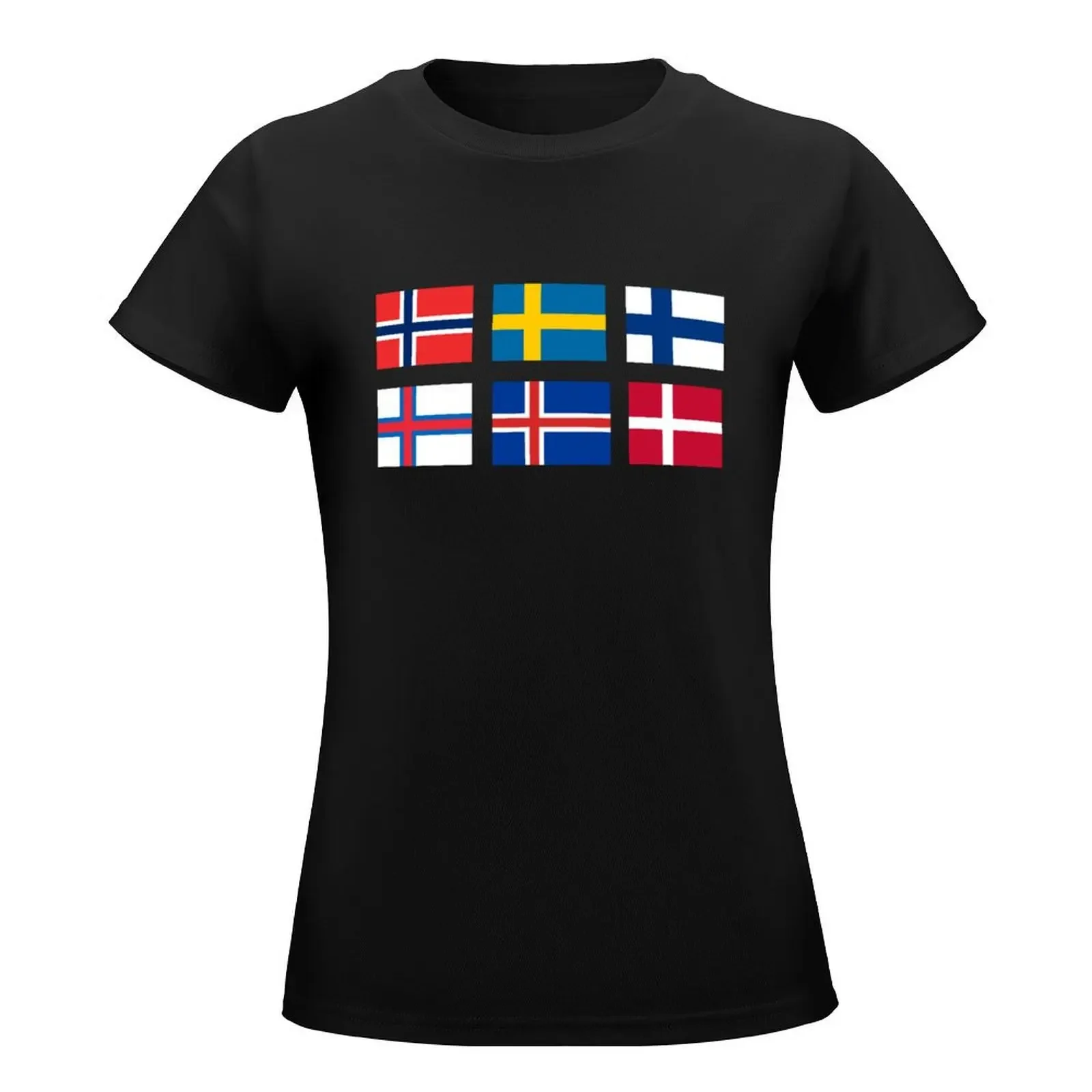 Scandinavian flags T-Shirt Female clothing cute tops Top Women