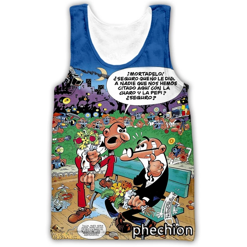 phechion New Fashion Men/Women Mortadelo y Filemon 3D Print Sleeveless Vest Casual Streetwear Men Loose Sporting Tank Top D57