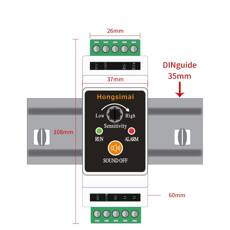 RS485 Rail Water Detector Controller Water Lekkage Alarm