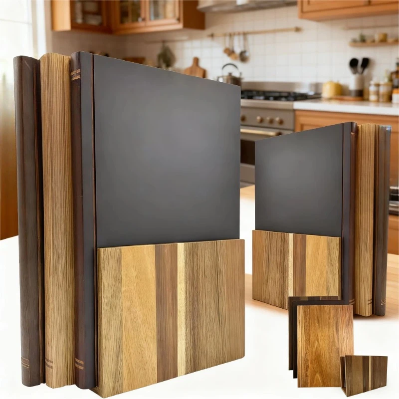 

Book Cutting Board 3-piece Set with Standing Wood Cutting Board