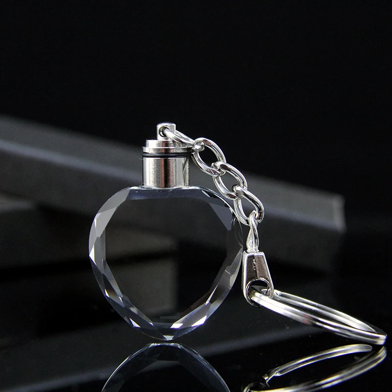 High Quality Blank K9 Crystal Heart Shaped Keychain for Laser Engraving Pattern Photo Crystal Glass Heart Keyring Pendants XTool