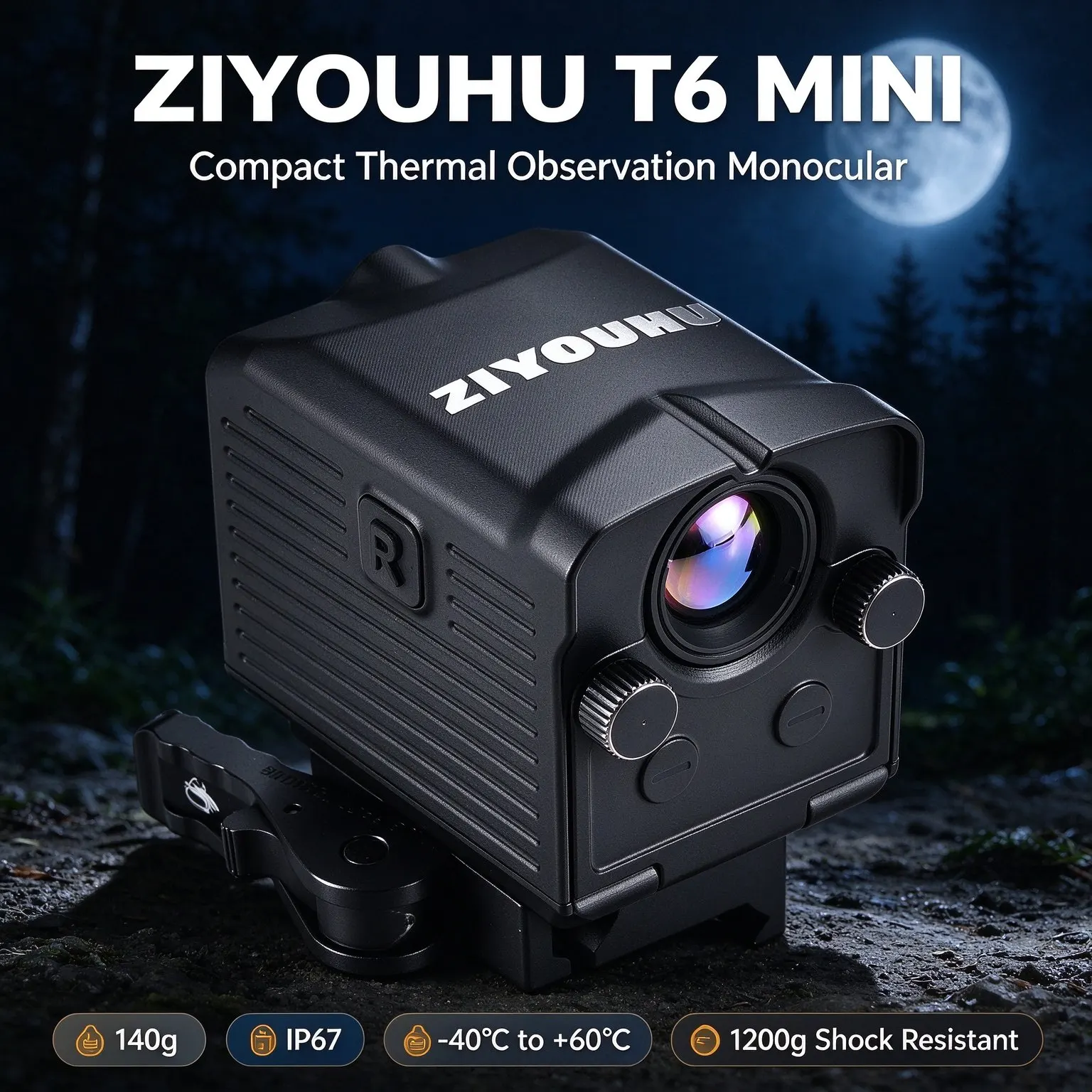 ZIYOUHU T6 Mini Touch Screen Thermal Imaging Aiming Single Tube Infrared Night Vision IP67 Protection Compact Seismic Dedicated