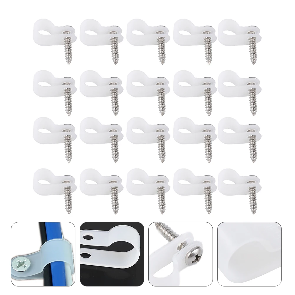 

100pcs Durable Cable Ties Waterproof Wire Harness Clips R Type Mounting Holders Organizer Home Office Garage Workshop Use