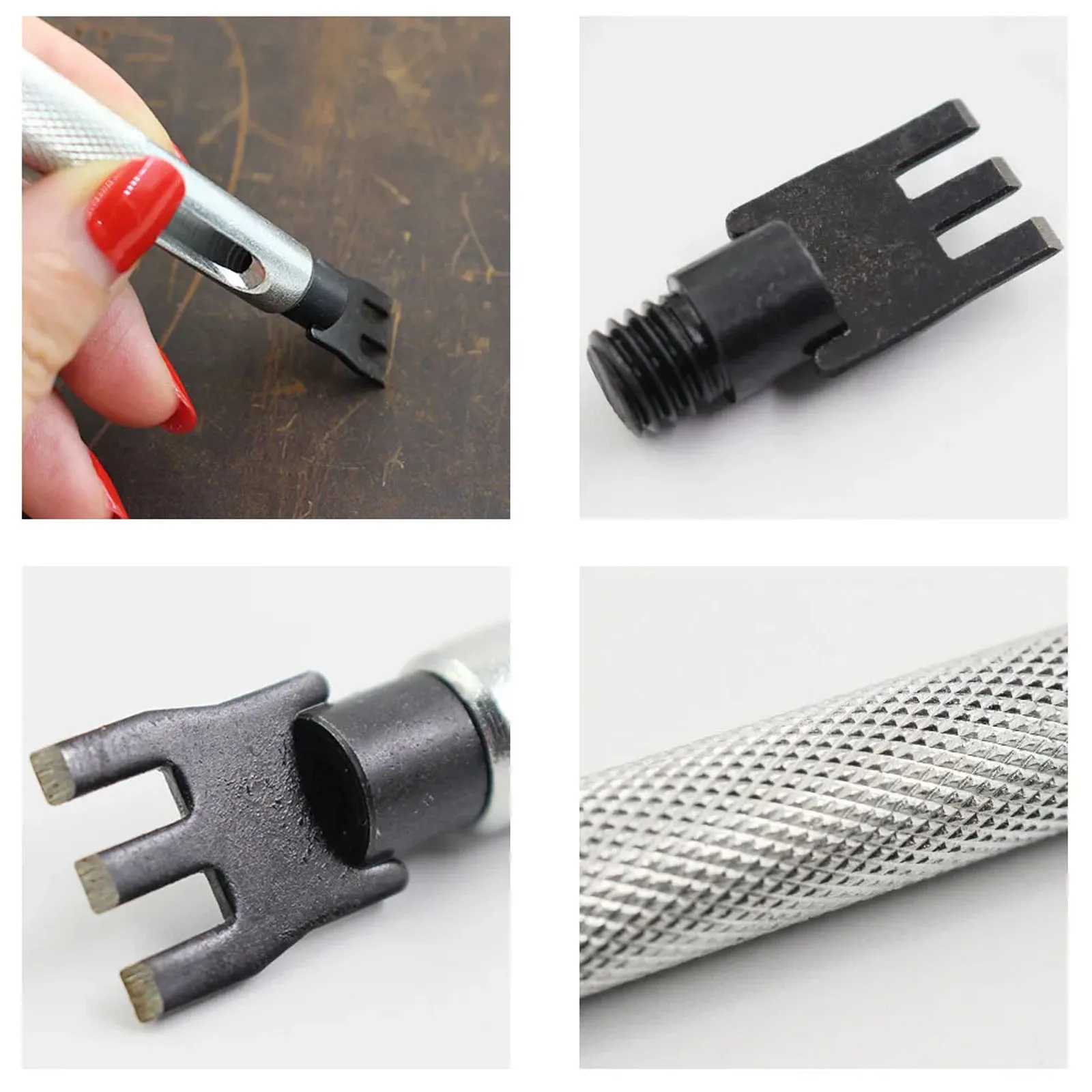 Replaceable Scalp Rope Weaving Chopping Tool, 1.5mm 2.5mm 3mm Leather Belt Hole Flat Punching Chisel