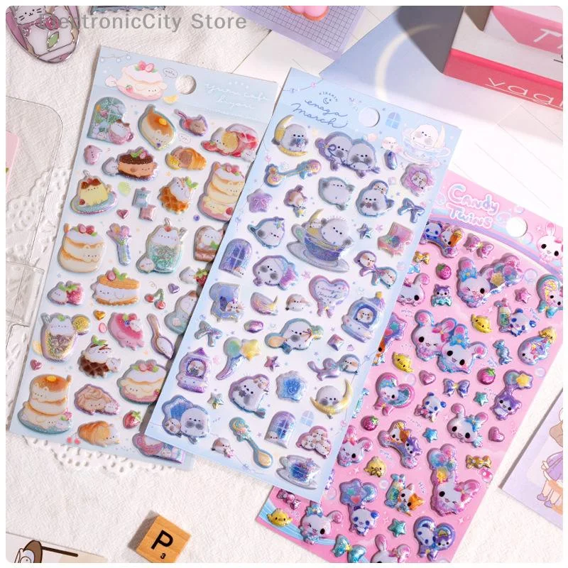 1/2 Sheets Scrapbooking DIY Color Animals Flash Decor Stickers Gift Journaling Cute Stationery Diary Decals Candy